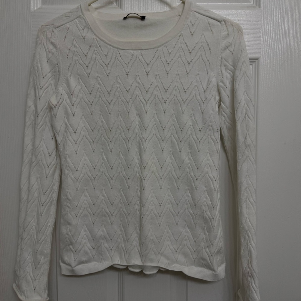 Louis Vuitton White Chevron Long Sleeve Top